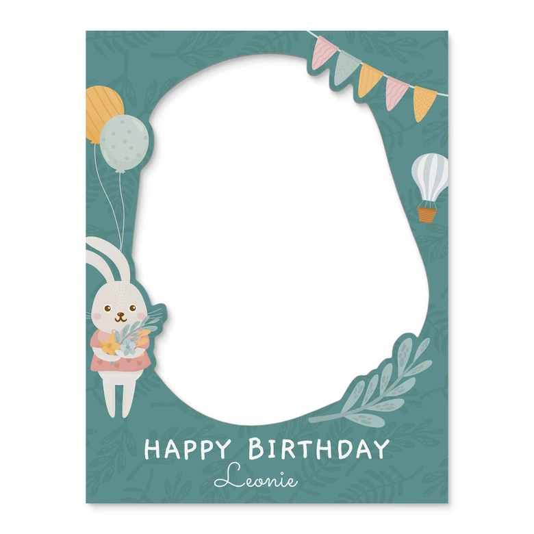 Fotorahmen Kindergeburtstag mit Hase - personalisierbar 