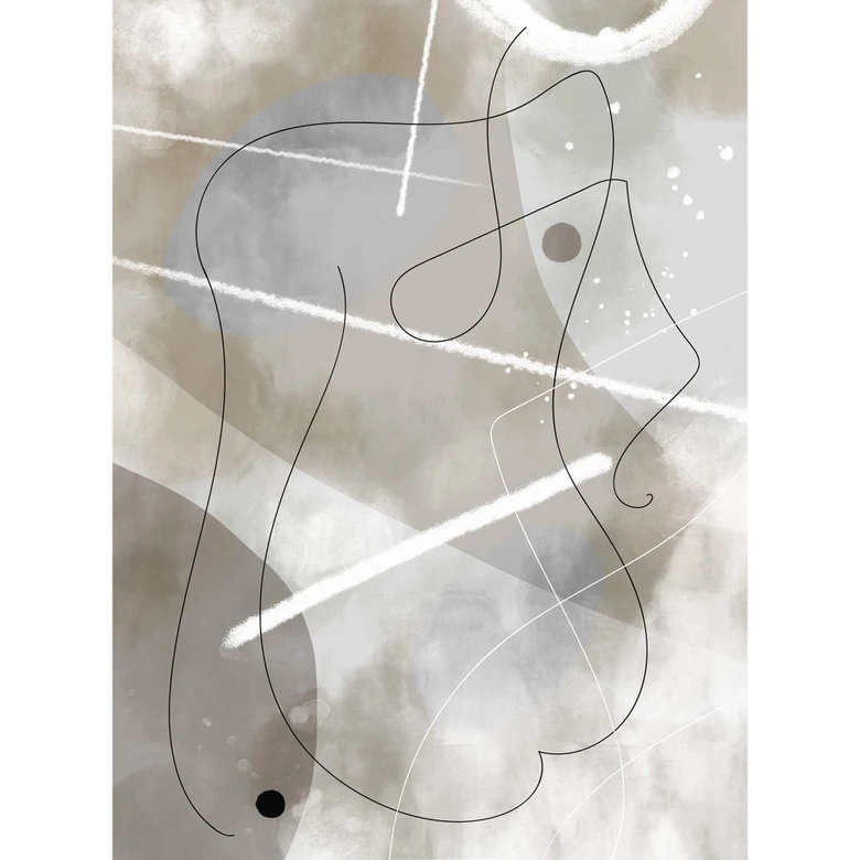 Fotomural 1X Studio - Line Art Silueta de una mujer - Abstracto y gráfico 