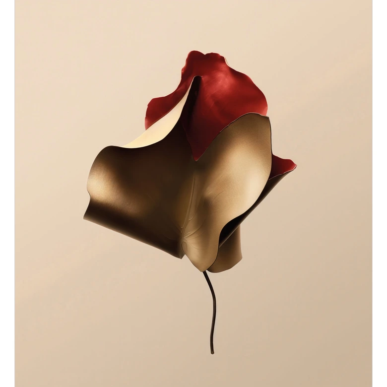 Fototapete Elegantes Blatt in Gold und Rot - Alma 