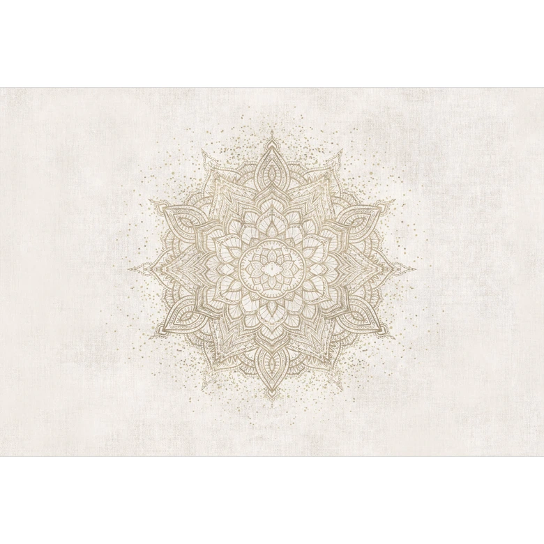 Papier peint photo Mandala - ornement boho aspect lin - Bloomery Decor 