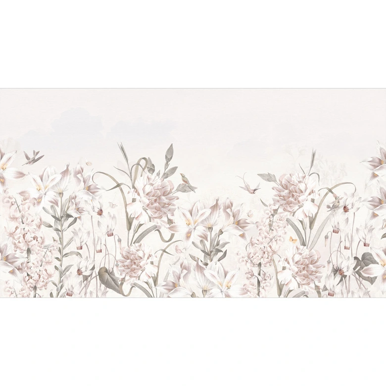 Fleurs Papier peint photo Prairie florale en rose clair - Décorations Bloomery 