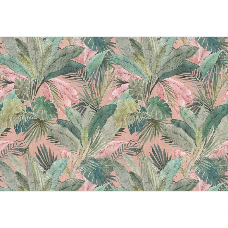 Dschungel-Fototapete Tropenblätter im Dschungel Rosa - Bloomery Decor 