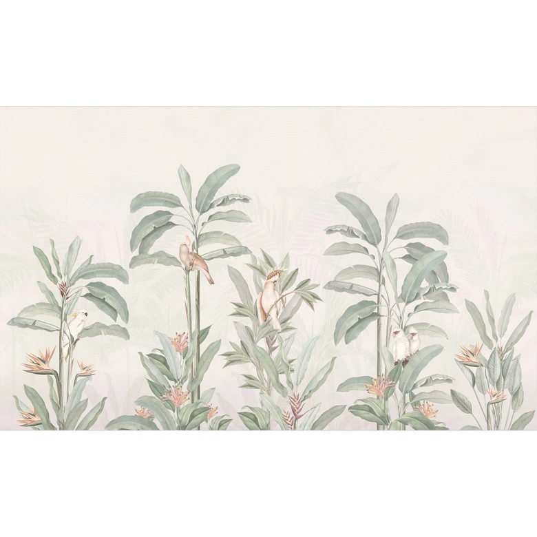 Jungle Papier peint forêt tropicale avec cacatoès - Bloomery Decor 