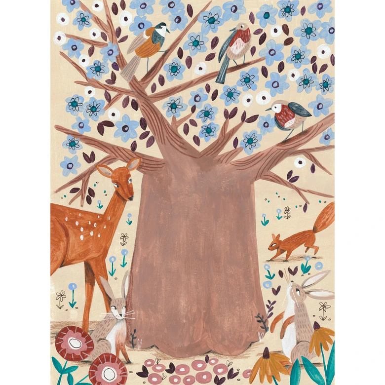 Fotobehang Levensboom met bosdieren - Bonne Müller 