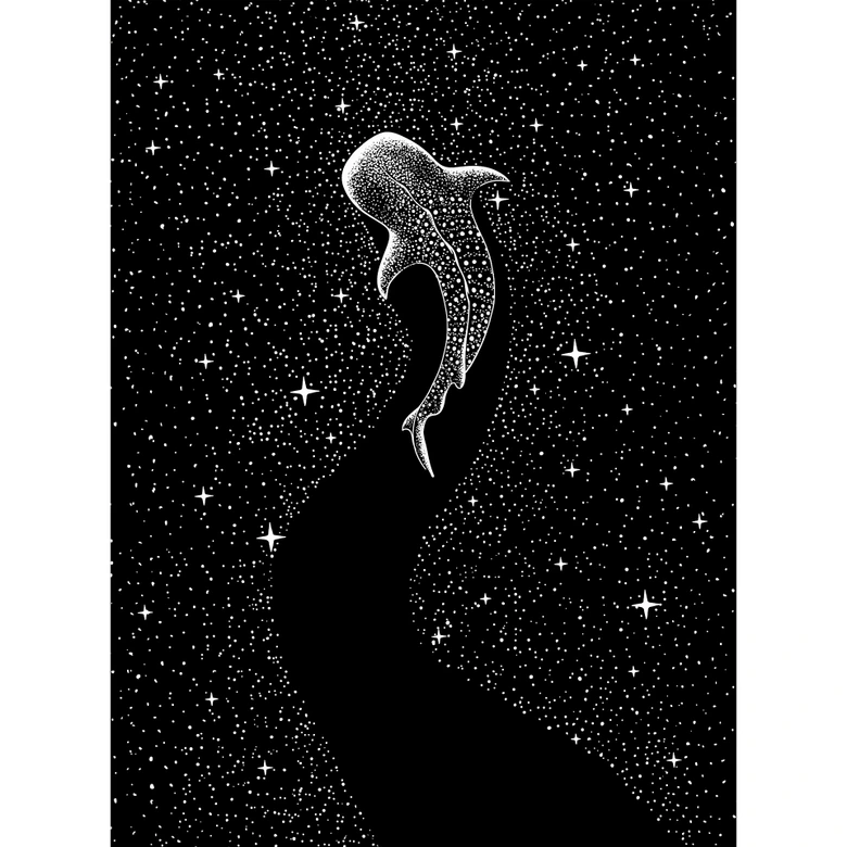 Fotomural de dormitorio - tiburón ballena en el océano de estrellas - Cakir 