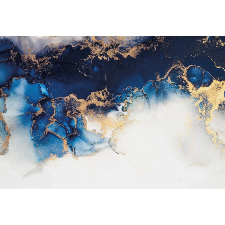 Fototapete Abstrakter Marmor mit Blau und Goldeffekt 