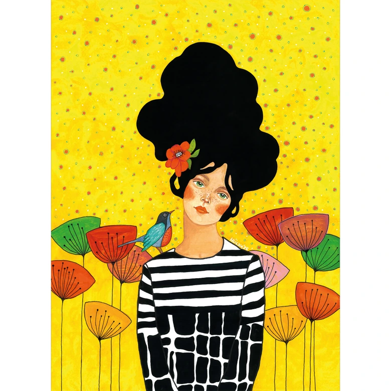 Fototapet Porträtt - Blomsterflicka i sommarträdgård - Hülya 