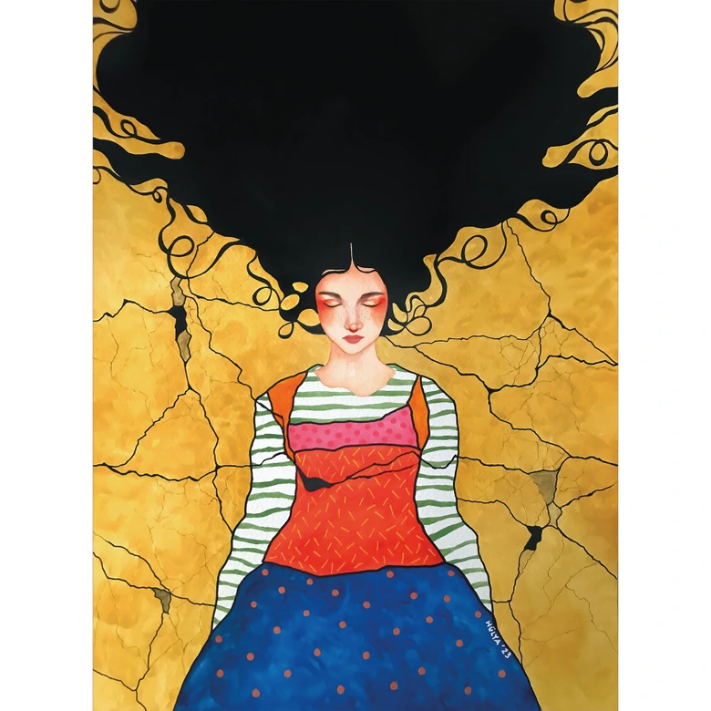 Wall Mural Dreamer in golden light - Hülya 