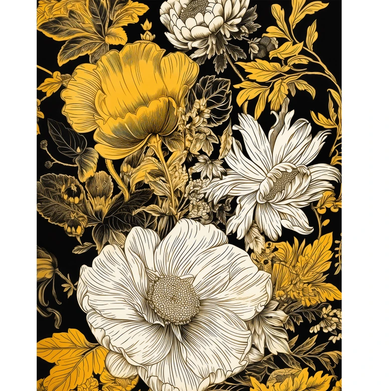 Esplendor floral en ocre - fotomural floral - Jaszke 