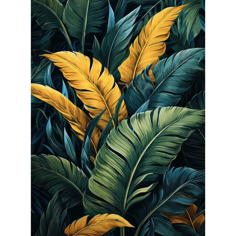 Fotobehang Kleurrijke palmbladeren - Jaszke 