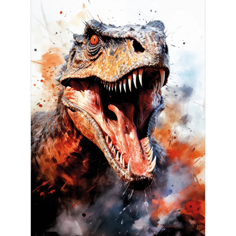 Muurschildering Dinosaurussen - T-Rex: Het wilde gezicht van de prehistorie - Jaszke 