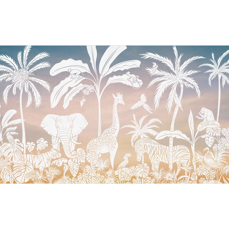 Papier peint jungle paradisiaque avec animaux sauvages - Ombre - Kikki Belle 