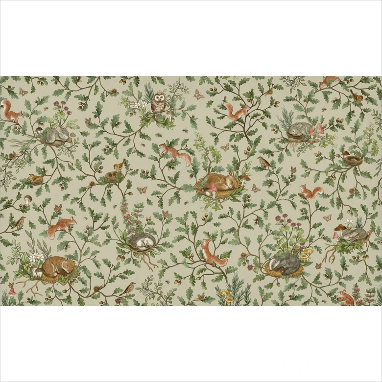 Fototapete Schlafende Waldtiere auf Zweigen - Kikki Belle 