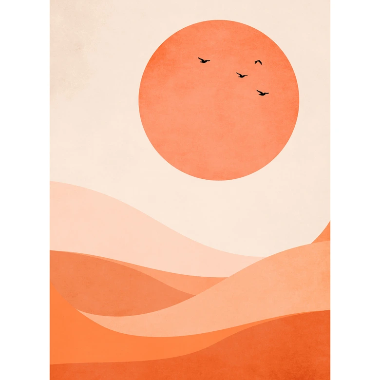 Fototapet Harmonisk landskab orange - Kubistika 