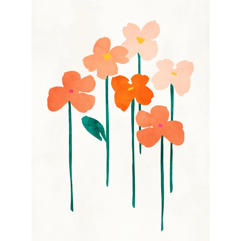 Fototapete Kleine Blumen in Peach-Farben - Blumentapete - Kubistika 