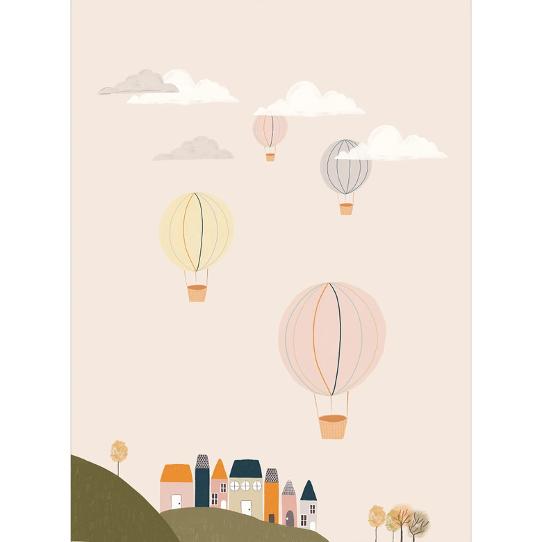 Papier peint photo Montgolfières multicolores dans le ciel - Menina Lisboa 