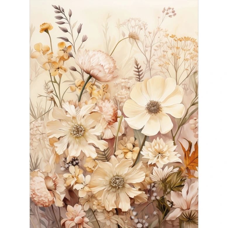 Blommig fototapet vintage blomsterprakt på ängen - Lola Peacock 