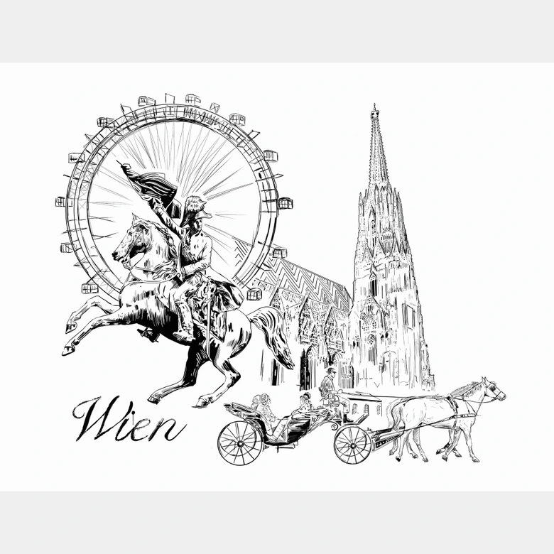 Fototapeta Wiedeń - Czarno-biały - Pokochaj swoje miasto 