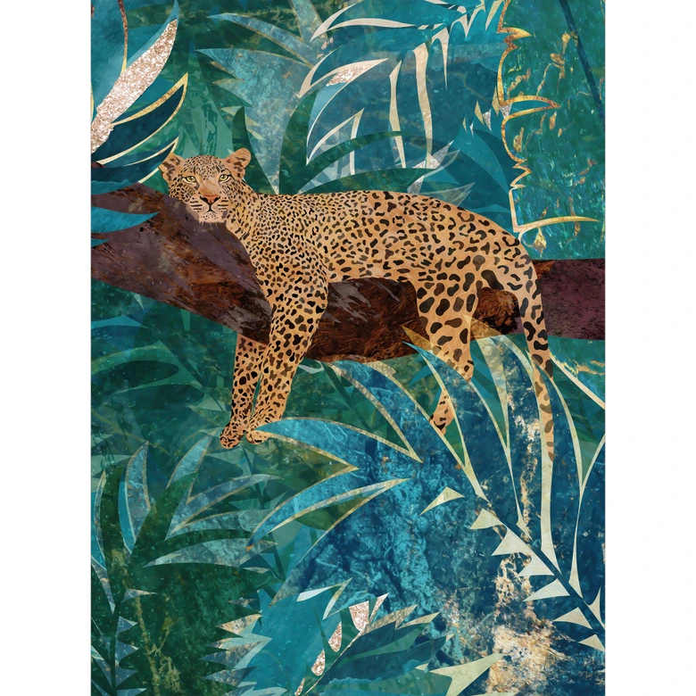Wall Mural Leopard in emerald green jungle | nursery wallpaper - Manovski 