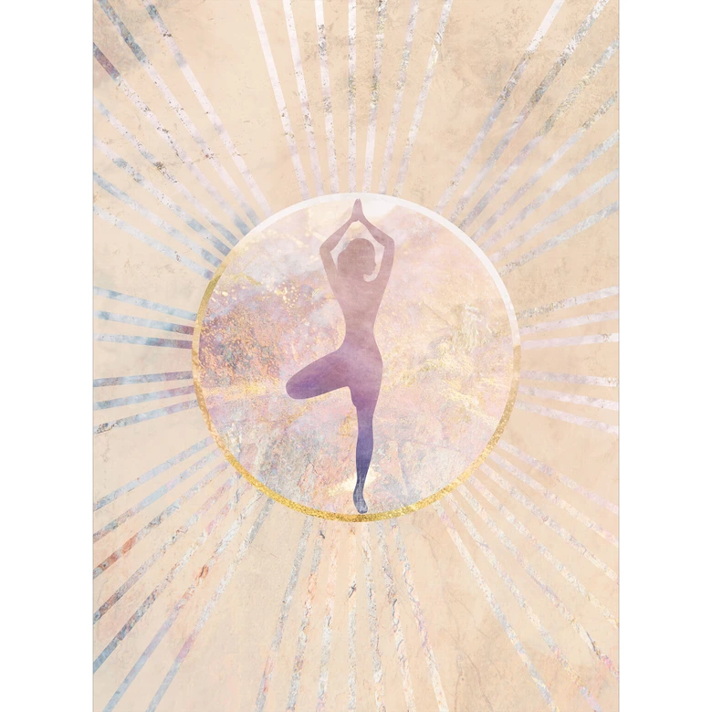 Fotomural Yoga postura del árbol en el círculo del sol - Manovski 