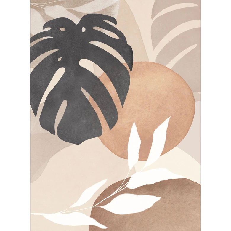 Fototapete Boho Monstera Pflanze in Naturtönen | Botanische Illustration - Melloi Art Prints 