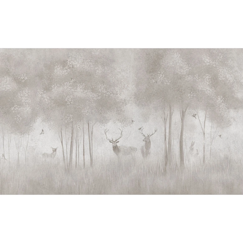 Fototapete Waldtapete Hirsche im Nebelwald - Ms Tiff 