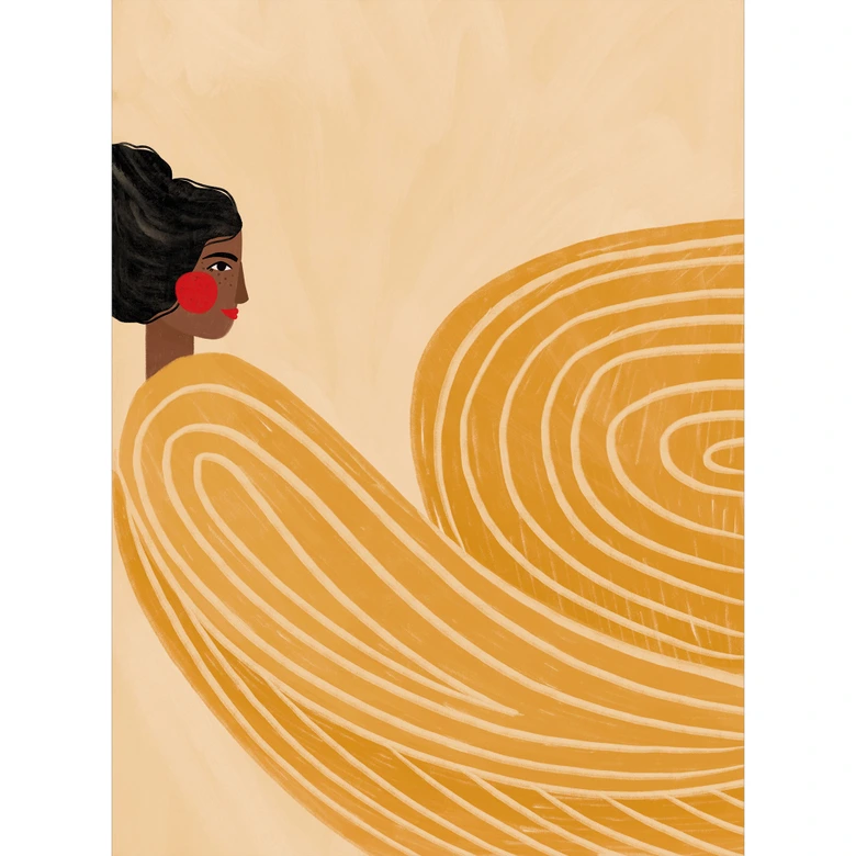 Fototapete Frau mit gelbem Wirbel - Müller 240x350 cm