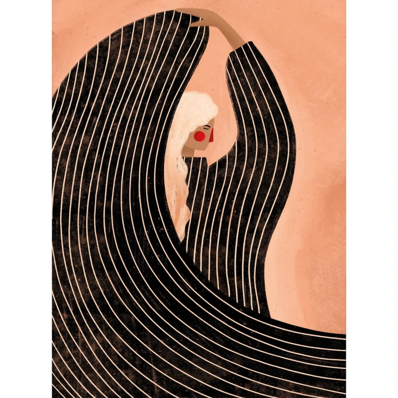 Wall Mural Woman with black striped dress - Müller 