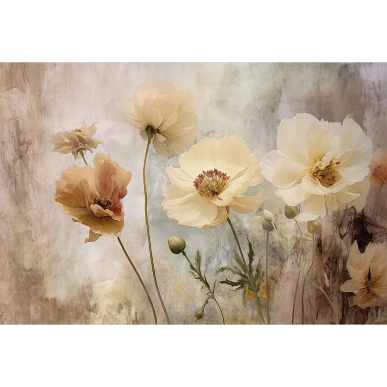 Fototapete Blumenpracht in warmen Pastelltönen - Paksoylu 