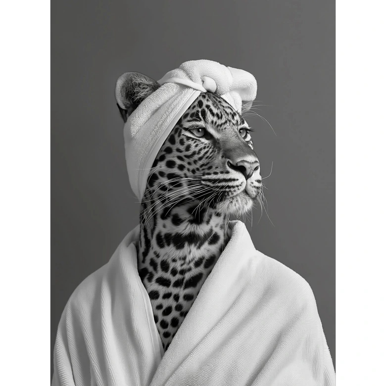Fototapete Royale Spa-Auszeit mit Leopard | Schwarz-weiß - Rahner 