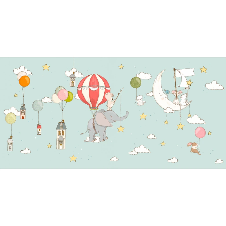 Wall Mural Flying animals with hot air balloon - Skellern 