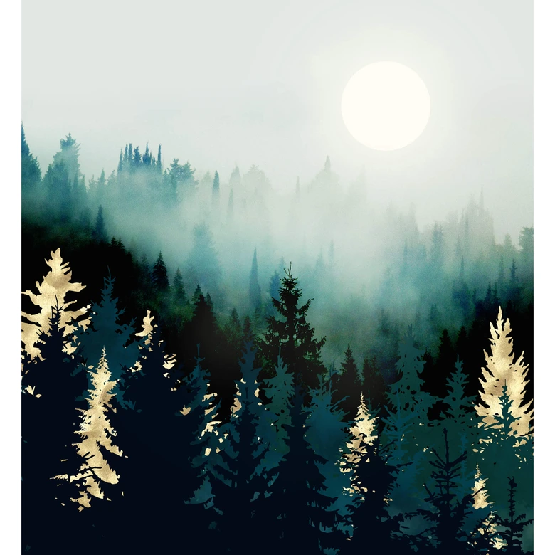 Fotobehang SpaceFrog Designs - Mistig Bos 