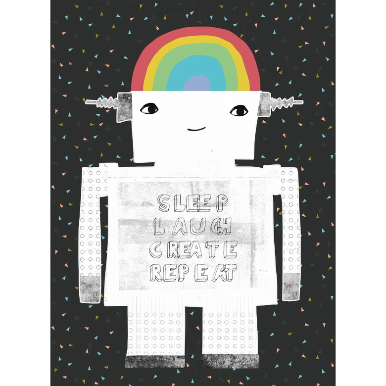 Fototapete, Kinderzimmer Tapete Regenbogen-Roboter Sleep Laugh Create - Treechild 