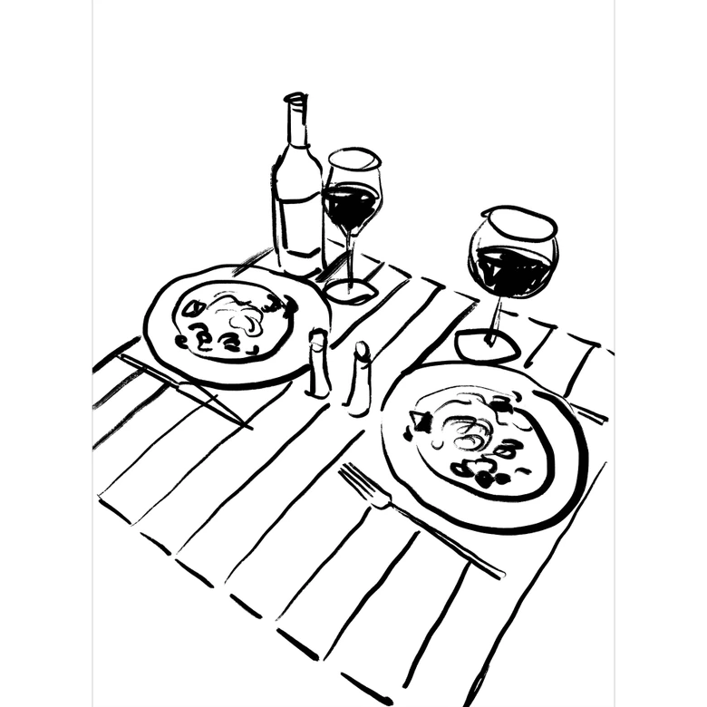 Papier peint photo Dîner nature morte avec vin - Treechild 