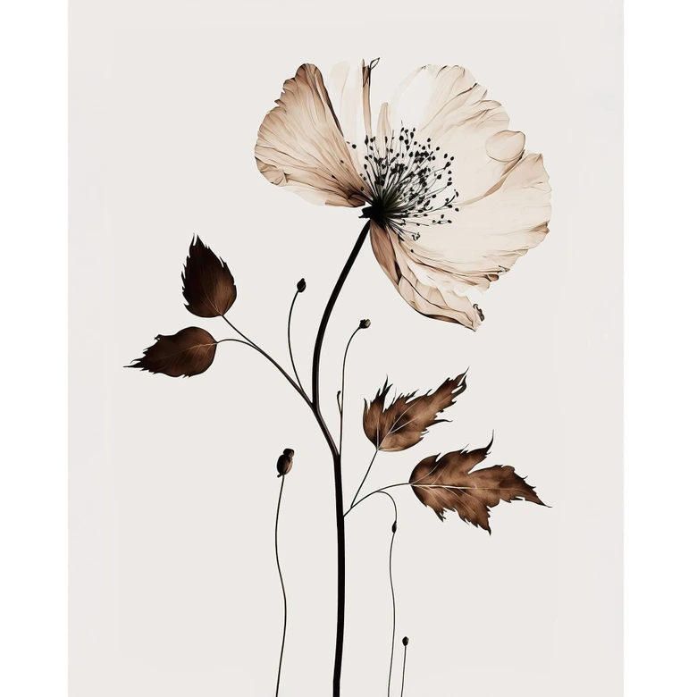 Wall Mural Cream Dried Flowers - Treechild 
