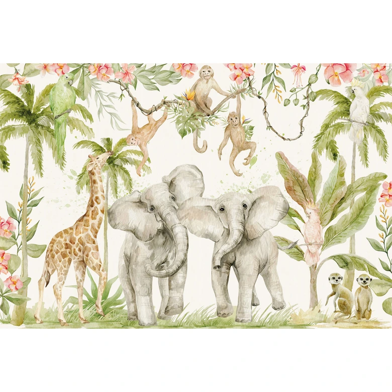 Fototapet Dyr i den tropiske jungle - UN Designs 