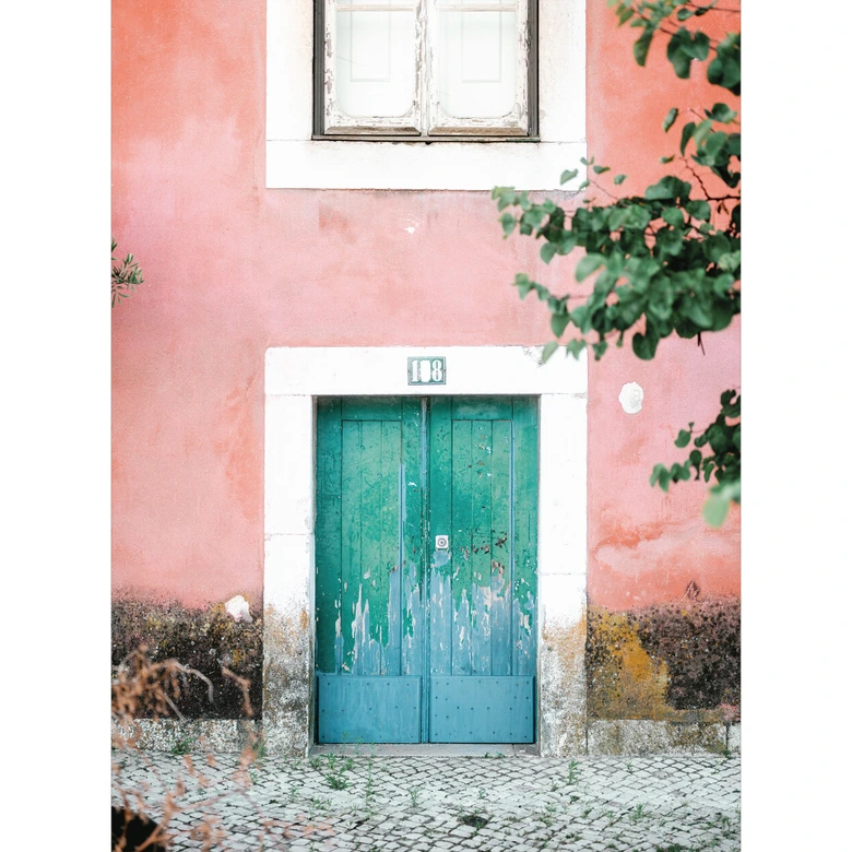 Śródziemnomorska fasada domu w Lizbonie | Fototapeta Miasta i Miejsca - Zwart 