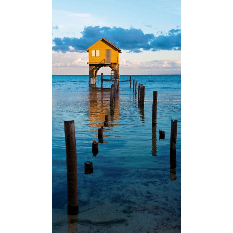 Fototapete Haus auf dem Meer - 144x260 cm 