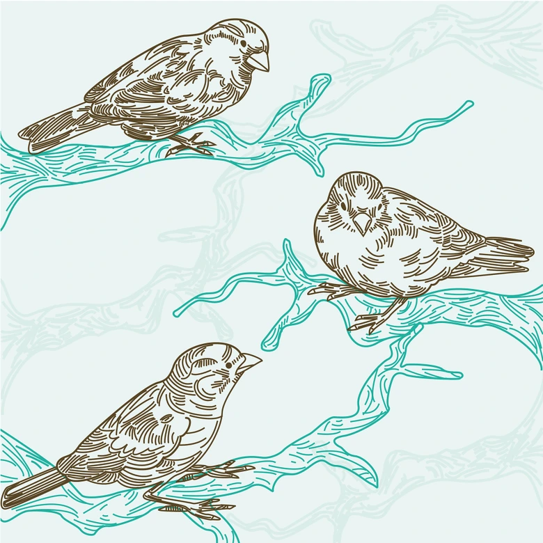 Fototapete Spatzen Illustration 