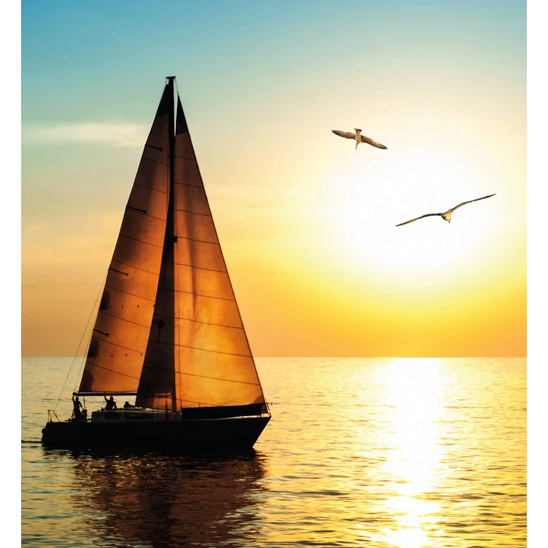 Fototapet Segelbåt i solnedgången - 240x260 cm 