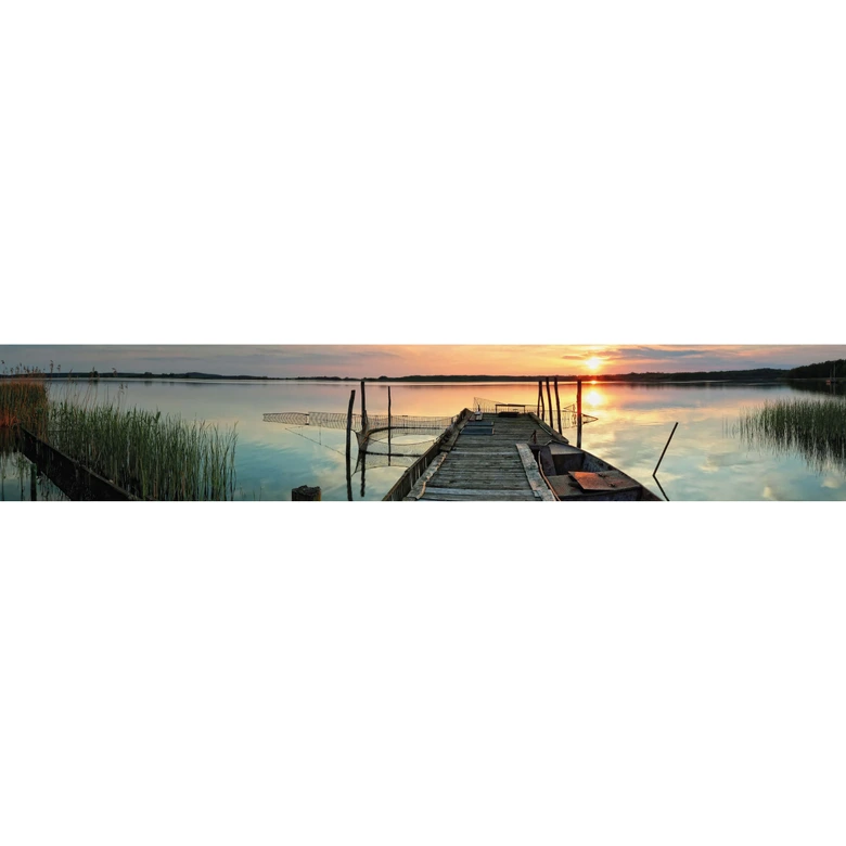 Fototapete Sunset at the Lake - Panorama - 48x260 cm 