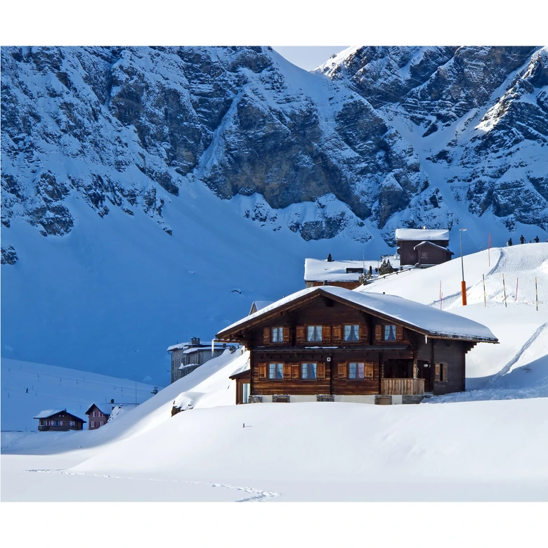 Fototapete Ferienhütte in den Schweizer Alpen 