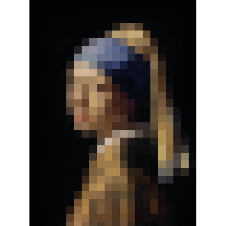 Fototapete Pixelart - Vermeer - Das Mädchen mit dem Perlenohrring - 192x260 cm 