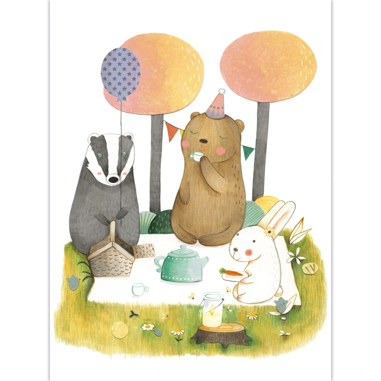 Fototapete Loske - Picknick zu dritt 