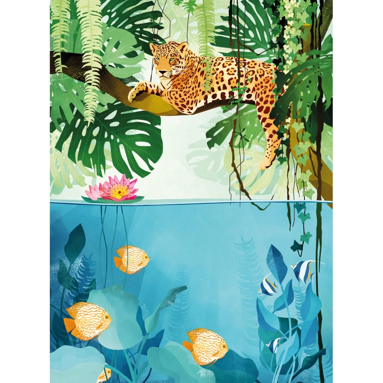 Wall Mural Goed Blauw - Tigers in the Jungle 