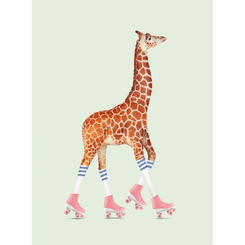 Fototapete Loose – Rollerskating Giraffe 