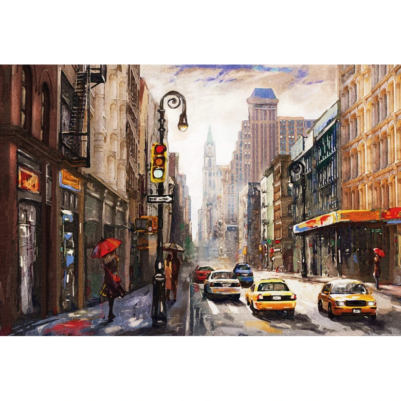 Fotomural del paraguas rojo en acuarela de New York 