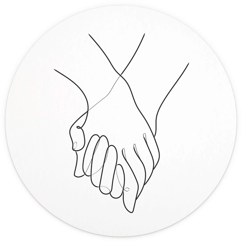 Behangcirkel 1X Studio - Line Art Hand in Hand - vliesbehang/zelfklevend vliesbehang 