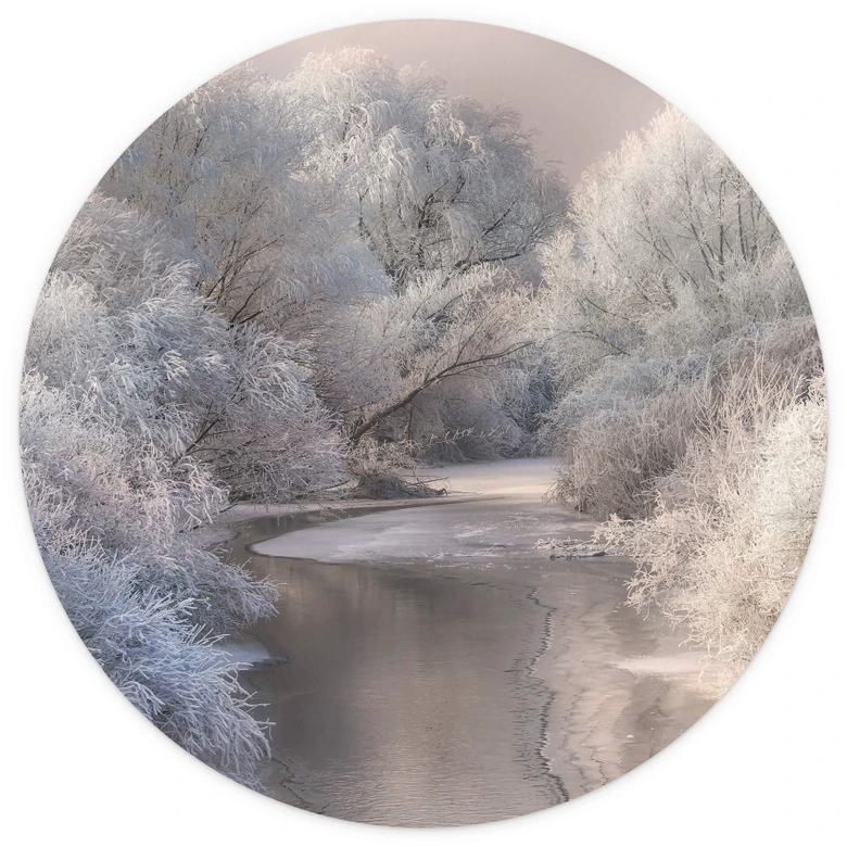 Round wall mural Bela - Trees in Winter - non self-adhesive/self-adhesive wallpapers 