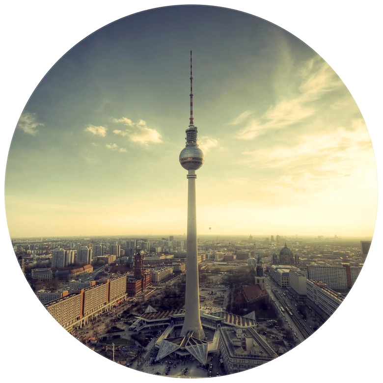 Round wall mural Television Tower in Berlin - non self-adhesive/self-adhesive wallpapers 